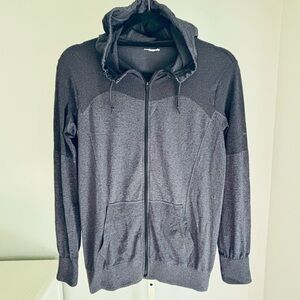 Nike Dri-Fit Sheer Shoulder Zip Up Hoodie, Gray, Size Small